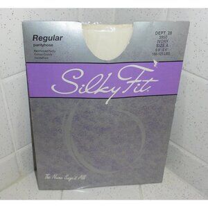 Vintage Silky Fit Ivory Nylon Pantyhose size A sissy tights retro pinup